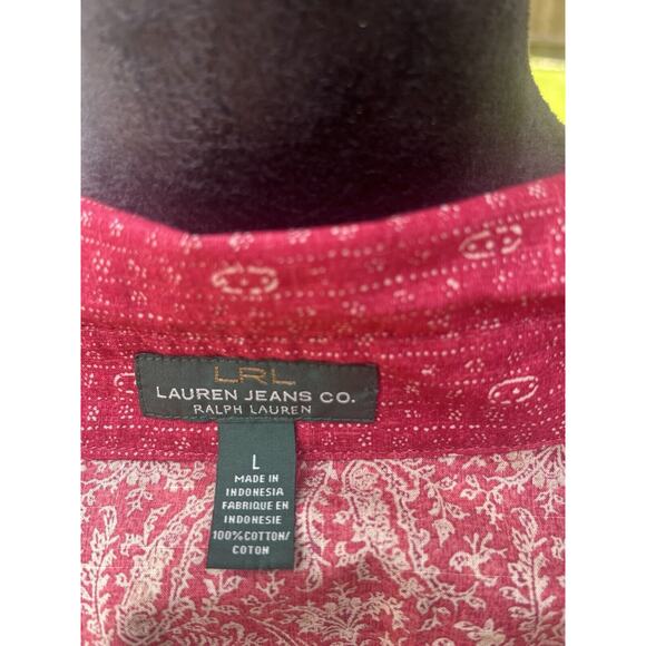 Vintage Ralph Lauren Western Red Button Shirt Top Size L - Picture 3 of 11